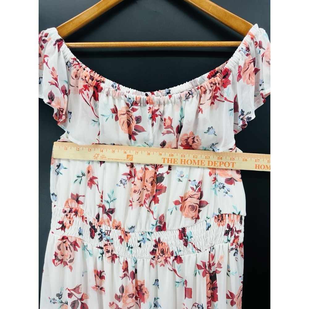 Lane Bryant Floral Off Shoulder Maxi Dress Pink White Plus 18 Cottagecore AB09 - Picture 4 of 10